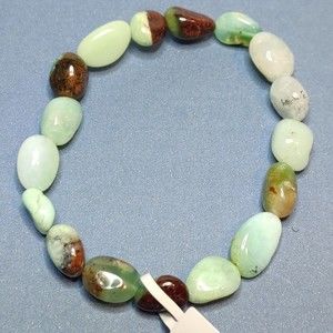 Chrysoprase stretch bracelet 8-10mm nugget stones with felt pouch-NB37